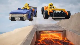 Random LEGO Car Jumps & Falls from Heights, Deadly Obstacles - BeamNG drive I YoungDriver14