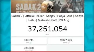 Sadak 2 Trailer Live Views , Dislike , Like Count