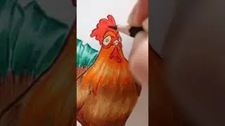 COLORING A ROOSTER - EMROULEAUART #draw #shorts