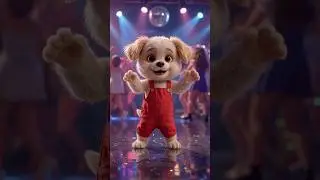 Watch This Stylish Pup Bust Moves in Red Overalls! 🐶🕺 #FunnyDog #Shorts