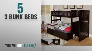 Top 10 3 Bunk Beds [2018]: Discovery World Furniture Twin over Full Staircase Bunk Bed with 3 Drawer
