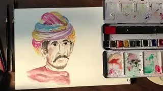 Watercolour painting of Man with turban | Process video | Art therapy | Winsor And Newton cotman
