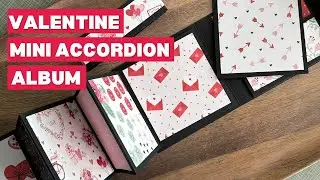 Valentine Accordion Mini Album with Belly Band Closure | 13-Page Foldout + Pocket