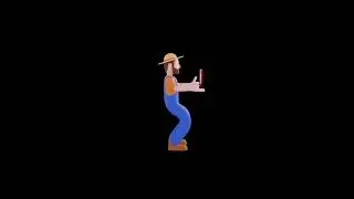 3D Cartoon Farmer Character Turntable | Holding Heart Icon & Thumbs Up