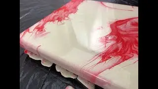 Einfaches Fluid Painting mit 2 Acrylfarben - Zinnoberrot und Sand - Kein Silikon oder Feuer