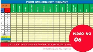 SEHEMU YA SITA: JINSI YA KUTENGENEZA MFUMO WA MATOKEO SEKONDARI 2025 #excel #exceltips