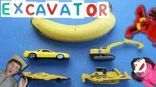 Learning Yellow Color with Cars, Trucks | First Words 8 EXCAVATOR | Learn English Kids Matt VS Truck