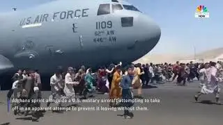 afghans run alongside and cling onto U.S. military plan at Kabul airport