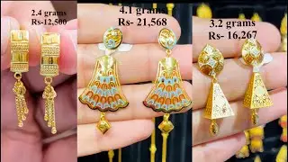 Latest Light Weight Gold Earrings Designs | Gold Jhumka,Hoop Earrings Collections
