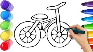 How To Draw cute bicycle Drawing, Painting & Coloring For Kids and Toddlers_ Child Art 🐋🌈🎨
