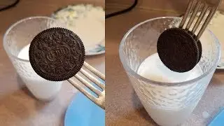 Right way to dip the Oreo Cookie in Milk with a fork