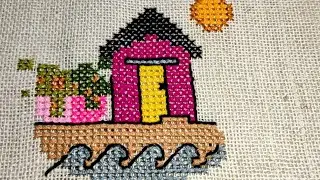 Sea side beach hut || Cross stitch design || Very beautiful craft.