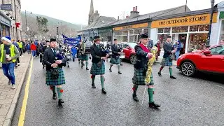 Scotland the Brave as Ballater Pipe Band lead the 2025 Little Masons Parade through Ballater town