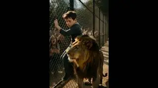 Rescue 🦁👦 Lion helps boy escape cage 信じられない！ #shorts #lion #boy #rescue #wild 사자 #소년 #구조 #탈출