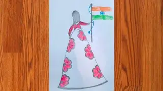 Republic Day Drawing Easy | 26 January Beautiful Girl backside Drawing Easy | #independenceday #art 