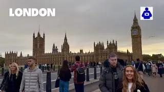 London Autumn Walk 🇬🇧 Shakespeare's Globe, South Bank to 🔔 BIG BEN | Central London Walking Tour HDR