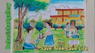how to draw Tree plantation/ how to draw Save Tree save Life