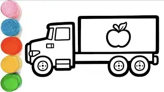 How to Draw a apple 🍎 🍏 Fruit Truck , Truck Drawing Painting & Coloring For Kids and Toddlers