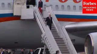 BREAKING: Watch The Moment Russian President Putin Exits His Plane In Alaska To Meet President Trump