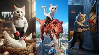 (Meow Cat Found Red Dinosaur Egg 🥚) (AI Cat Video)(New Video)