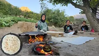 🔥🍞 Cooking & Baking Traditional Flatbread on Firewood | Campfire Bread Recipe