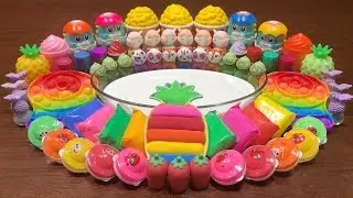 Rainbow Makeup, Clay and More Mixing into Glossy Slime !!! Relaxing with Slime! Best Slime #843