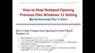 How to Stop Notepad Opening Previous Files Windows 11 Setting