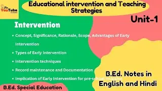 Unit 1: Intervention | B.ed Special Education Notes (English and Hindi)
