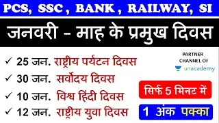 Important days january 2021| जनवरी माह के सभी महत्वपूर्ण दिवस | Current affairs 2021 | प्रमुख दिवस