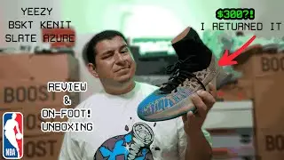SO TRASH! Yeezy BSKT Knit Slate Azure Review and On foot | DeafSneakerFilms