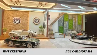 Three floor 1/24 Car Showroom Diorama with TV & Turntable | 1/24 Diorama | HMT Creations