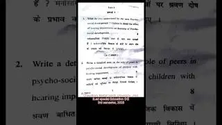 B.Ed. sp.edu.(HI), 3rd sem. 2025, Psycho-social and family issues, Chaudhary Ranbir Singh Uni. #crsu