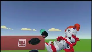 Circus baby lifting Trash garbage and trips