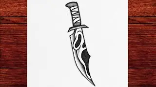 Ghostface Knife Drawing Easy 😱 Step by Step Scream Horror Art Tutorial for Beginners