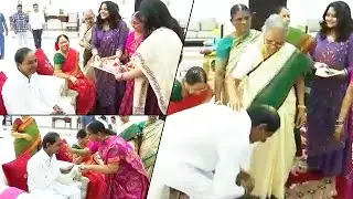 CM KCR Celebrates Rakhi Festival With His Family And Takes Blessings | KTR | News Buzz