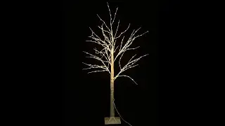 Neutral White LED On White Branch 3D Outdoor Christmas Birch Tree