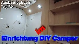 Tag 32 &ndash; Hochglanzfinish & Kaffeeschrank-Einbau, Steckdosen, Schalter, Badlampen LKWhausBAU DIY
