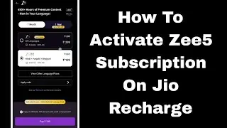 how to activate zee5 subscription on jio recharge