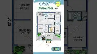 Spacious 40x48 House Plan | 3BHK with Porch (West Facing) #houseplan #housedesign  #housemap