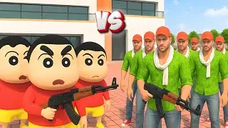 Franklin Blue Gang Vs Shinchan Green Gang Jetpack Challenge indian bike driving 3d