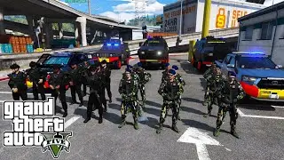 Semua Pasukan Brimob Grebek Markas Gangster Dan Mafia || GTA 5 Mod Polisi Indonesia