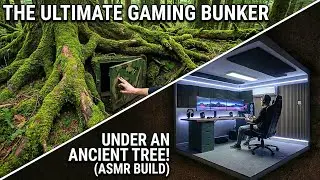 The ultimate hideout!Building a high-tech gaming bunker secretly under an ancient forest tree (ASMR)