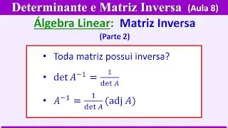 Determinante e Matriz Inversa - Aula 8: MATRIZ INVERSA (quando existe, seu determinante e cálculo)