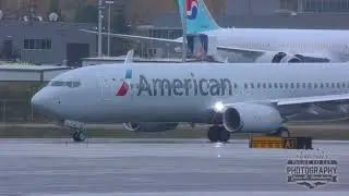 American Airlines Boeing 737 Missed Approach, Landing, and Takeoff - Paine Field