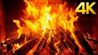 Enchanting New Year Fireplace & Jazz  Ambience | Crackling Fire Sounds & Cheerful Music
