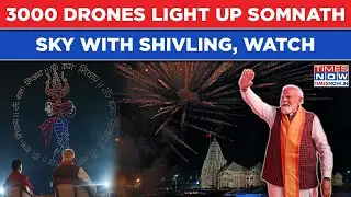 In Visuals- 3000 Drones Make Shivling, Light Up Somnath Sky As PM Modi Watches| Watch