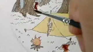 Timelapse camping illustration