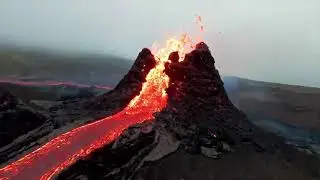 FPV drone footage - volcanic eruption in Fagradalsfjall Iceland.