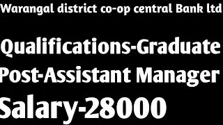 Banking jobs in Warangal co op Bank for telengana state candidate