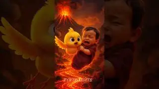 THE yellow chick 🐣 RESCUE the baby from eruption volcano 🌋|#Chicks, #yellowchicks#chicksstory